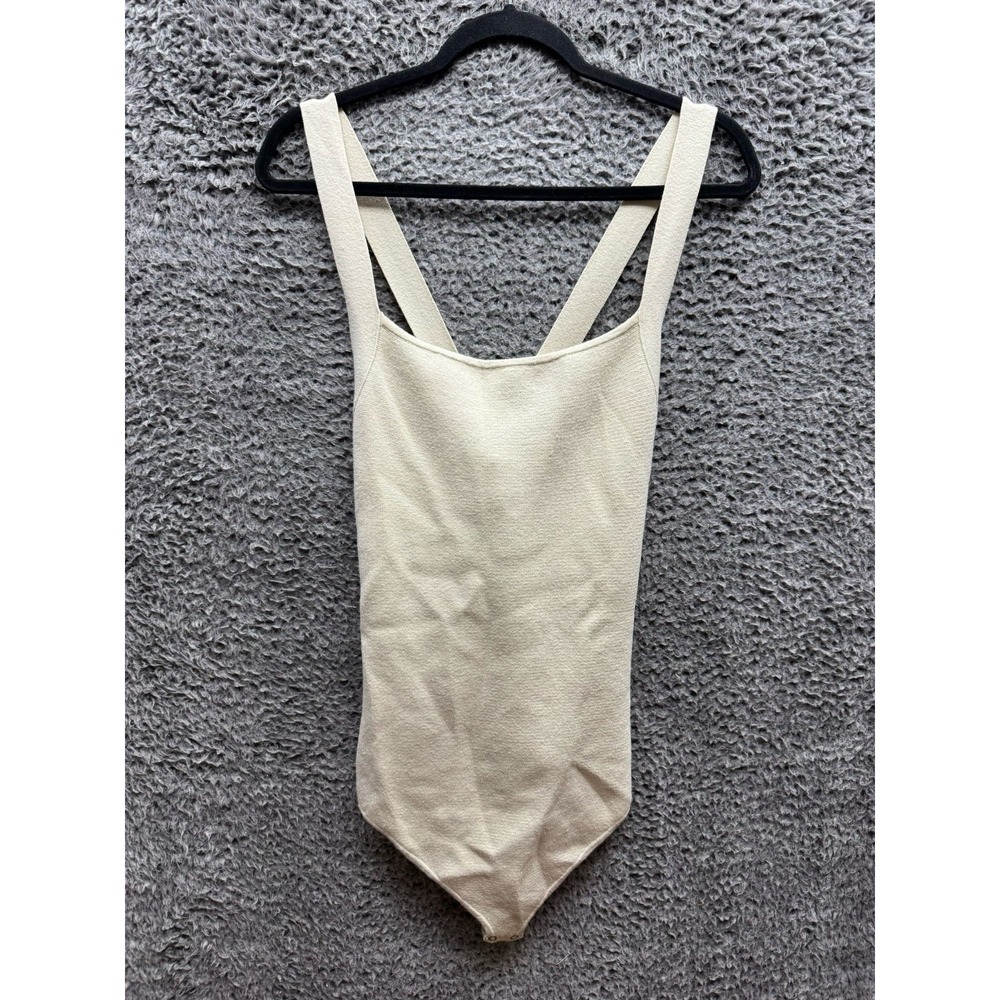 New Abercrombie & Fitch Soft A&F Bodysuit Square Neck Off White Womens Size XL